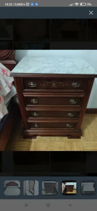 Dormitorio 135 cm, madera y mármol. Regalo........