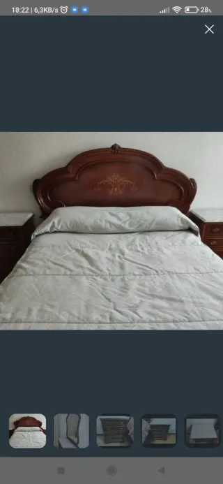 Dormitorio 135 cm, madera y mármol. Regalo........