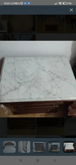 Dormitorio 135 cm, madera y mármol. Regalo........