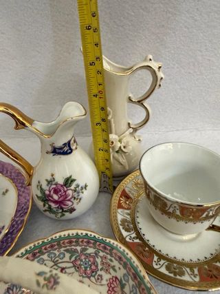 Set porcellana decorata oro e fiori