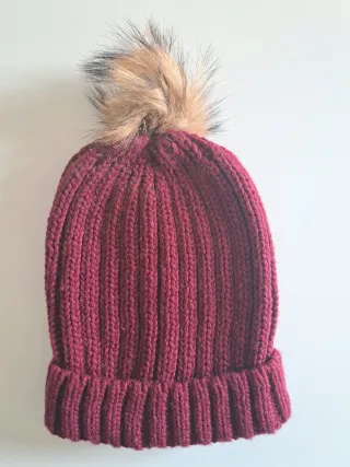 Gorro de lana mujer invierno pompón