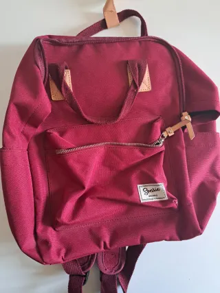 Mochila mujer burdeos y beige