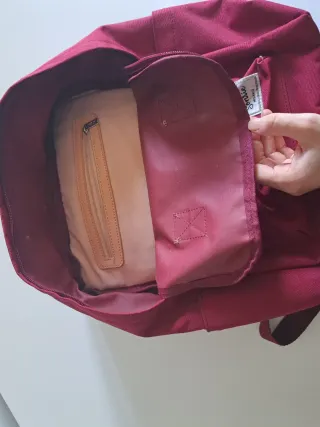 Mochila mujer burdeos y beige