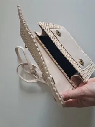 Bolso de mano tejido mujer beige
