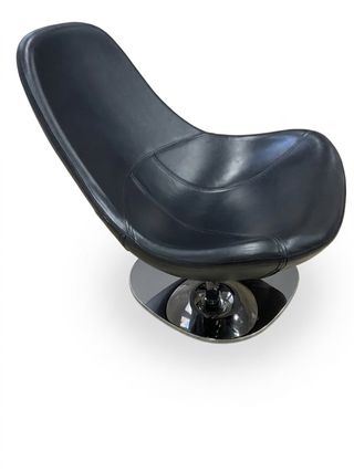 Sillón de diseño cuero negro y acero inoxidable