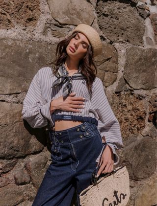 Sombrero casquete rafia