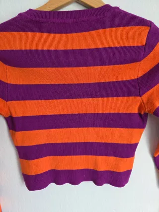 Jersey Zara Rayas Naranja y Morado Talla S Zara