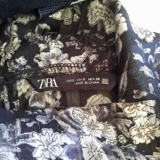 Camicia ZARA donna fantasia floreale nera S