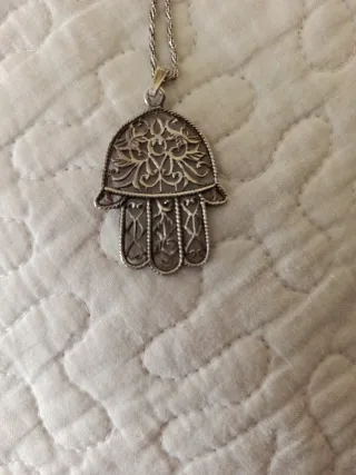 Collar Mano de Fátima Plata 925.Tamaño grande