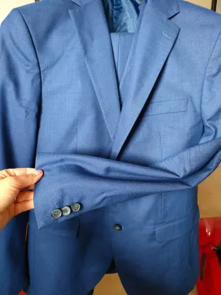 Abito elegante completo 3 pezzi blu, taglia 48