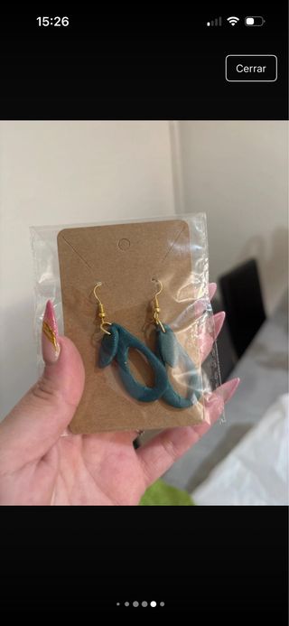Pendientes Teal y Dorado Hechos a Mano