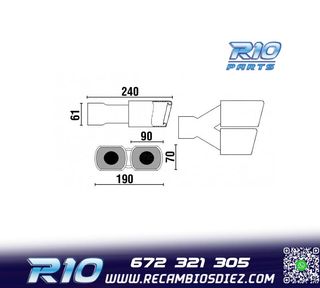 COLA ESCAPE DOBLE RECTANGULAR ACERO INOX