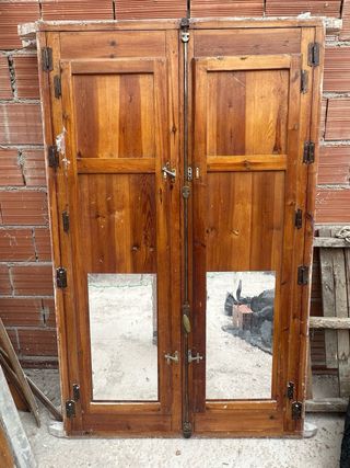 2 Ventanas madera maciza doble hoja
