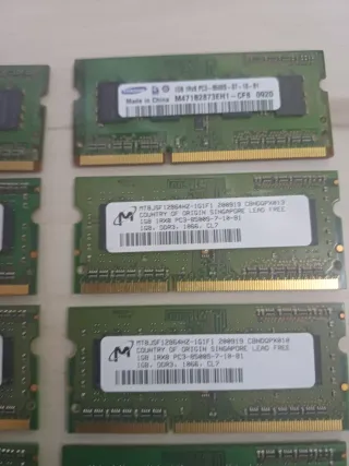 Lote 10 módulos RAM SODIMM DDR3 Samsung