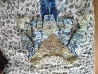 Vestido fallera blanco y azul