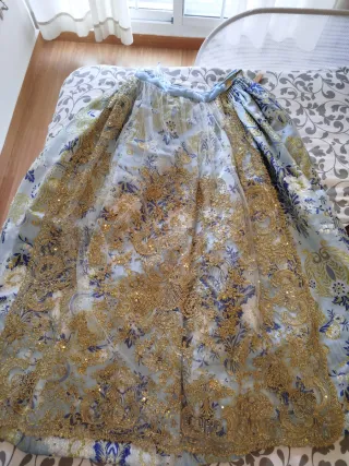 Vestido fallera blanco y azul