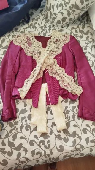 Vestido fallera blanco y azul , junto corpiño