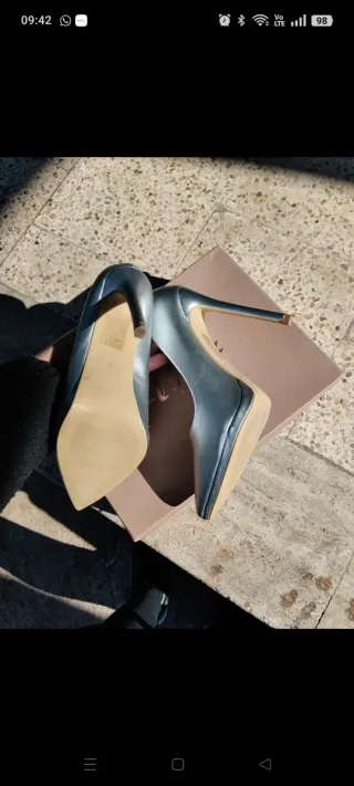 Scarpe con tacco argento taglia 37