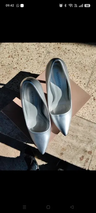 Scarpe con tacco argento taglia 37