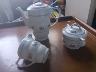 Juego de café porcelana floral Santa Clara