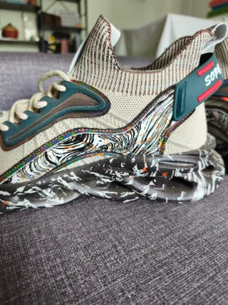 Zapatillas Deportivas Mujer Beige Multicolor