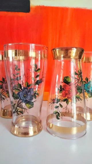 4 bicchieri anni 50 Fiori e Oro