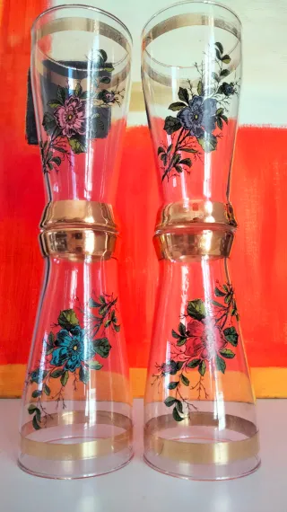4 bicchieri anni 50 Fiori e Oro