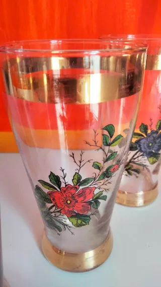 4 bicchieri anni 50 Fiori e Oro