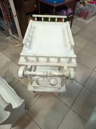 Carrito auxiliar y revistero madera blanco