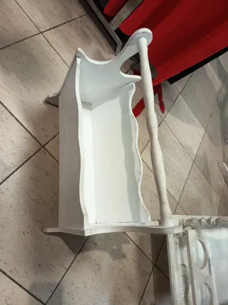 Carrito auxiliar y revistero madera blanco