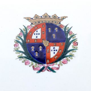 Set Fumador Porcelana Vintage Escudo Heráldico
