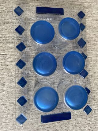 Set bicchierini e vassoio in vetro blu artigianale