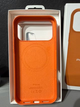 Funda iPhone 17 Pro Max Cuero MagSafe Naranja