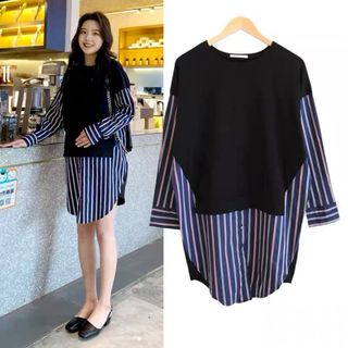 Vestido dos piezas rayas y negro