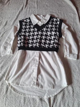 Chaleco niña estampado con camisa  talla 6