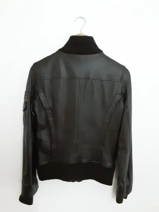 Cazadora Biker Piel Mango Mujer Marrón