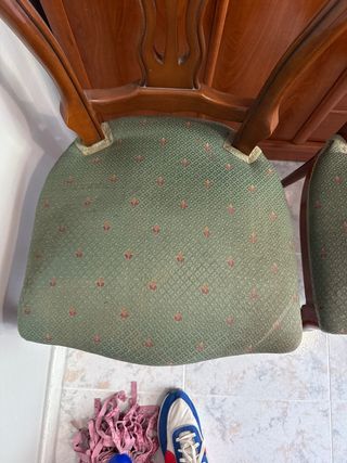 Juego de 4 Sillas de Comedor Madera y Tela