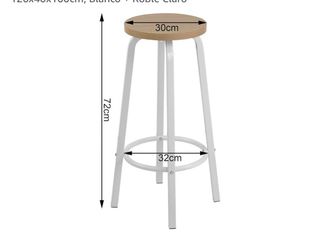 Mesa alta cocina con 2 taburetes (blanco/madera)