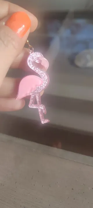 Pendientes Flamenco Rosa y Plateado sin estrenar.