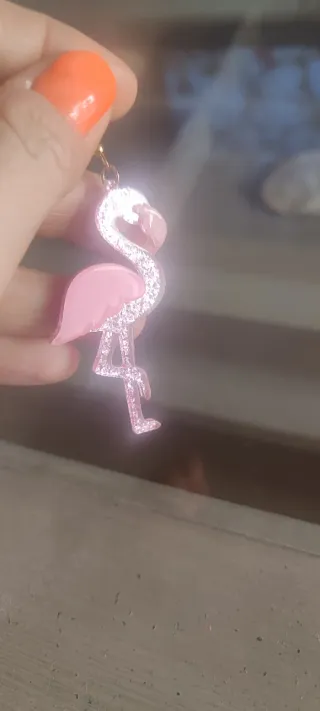 Pendientes Flamenco Rosa y Plateado sin estrenar.