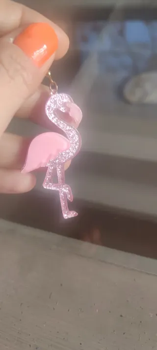 Pendientes Flamenco Rosa y Plateado sin estrenar.