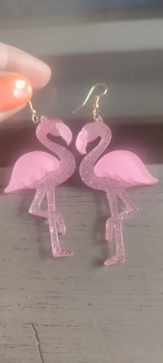 Pendientes Flamenco Rosa y Plateado sin estrenar.