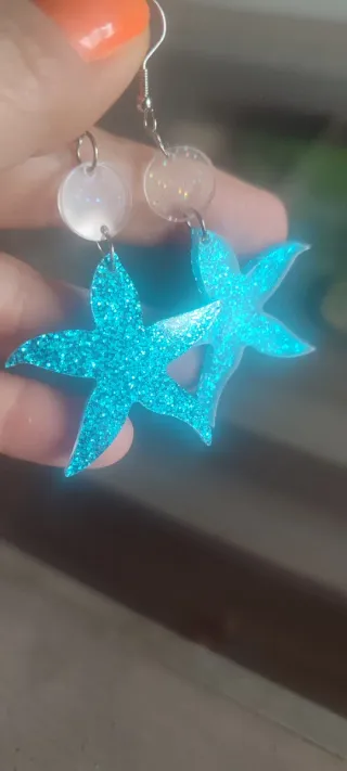 Pendientes estrella azul y blanco sin estrenar
