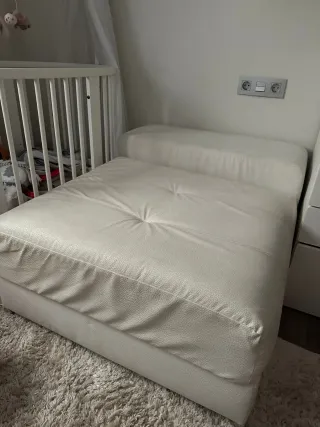 Puf Sofá Beige/Blanco
