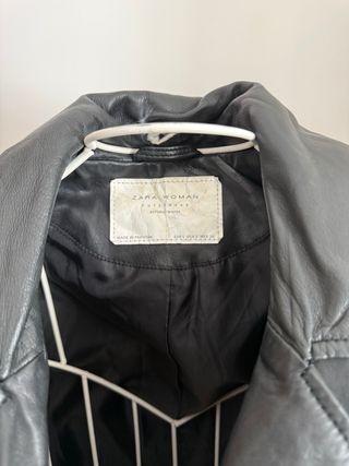 Cazadora Biker Zara Cuero Mujer Talla S