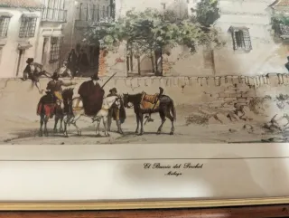 4 Litografías Málaga Siglo XIX vintage