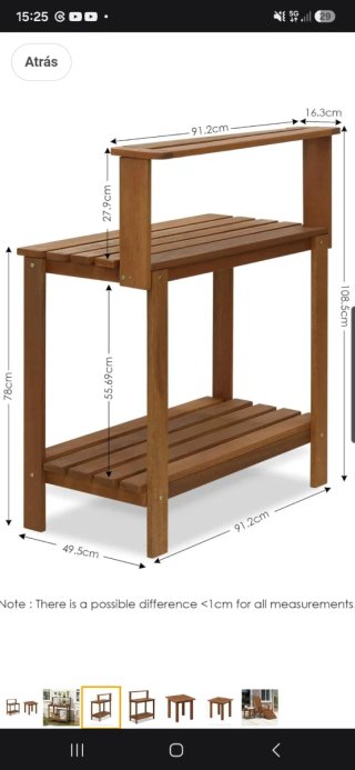 Banco para macetas de madera natural Nuevo