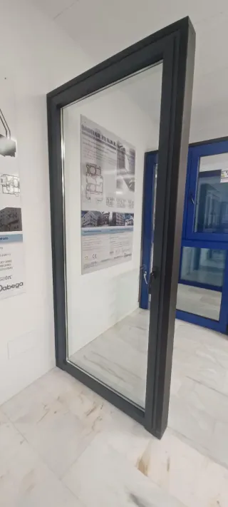 Puerta de aluminio gris