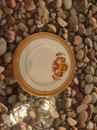 Vajilla Comunión Niños Porcelana Dorada