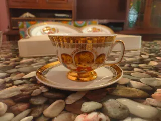Vajilla Comunión Niños Porcelana Dorada